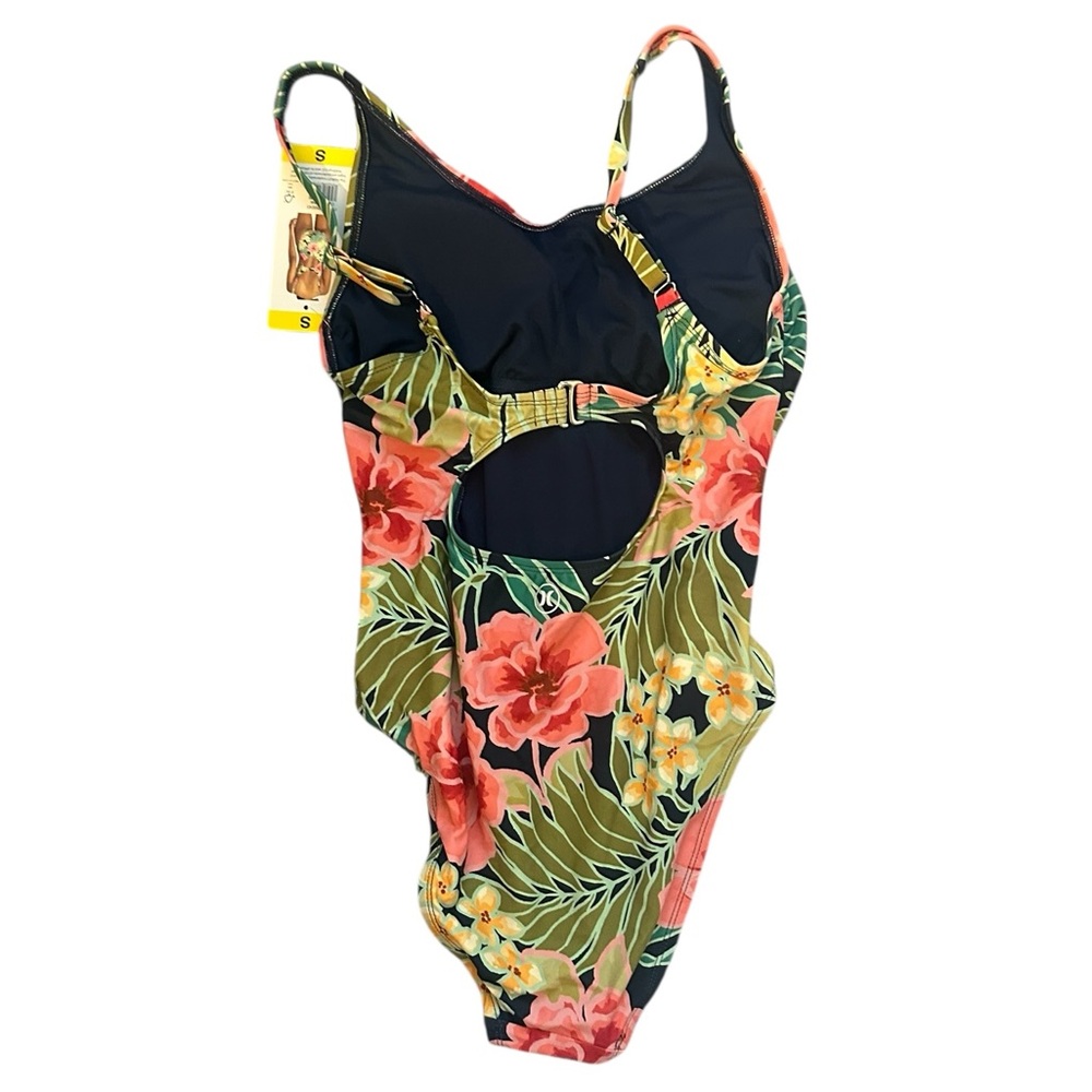 NEW HURLEY One-Piece Swimsuit in Pink Poppy Tropics Floral - Size Small - Picture 5 of 6